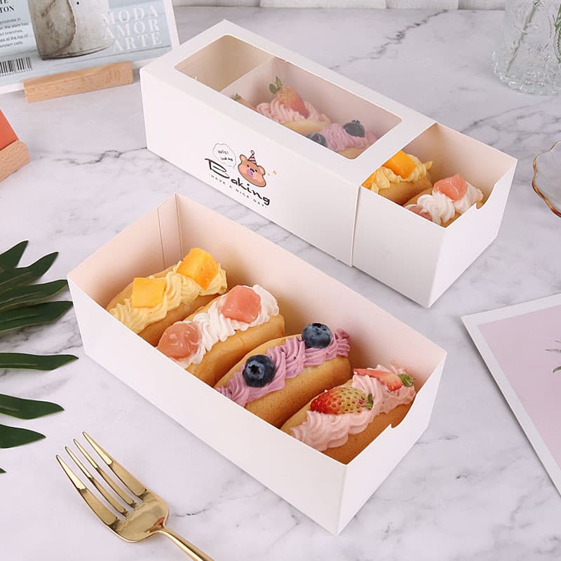 Towel Roll Drawer Box Cake Roll Packaging Carton with Transparent Window Swiss Roll Packaging Box 1000 Sets/Box