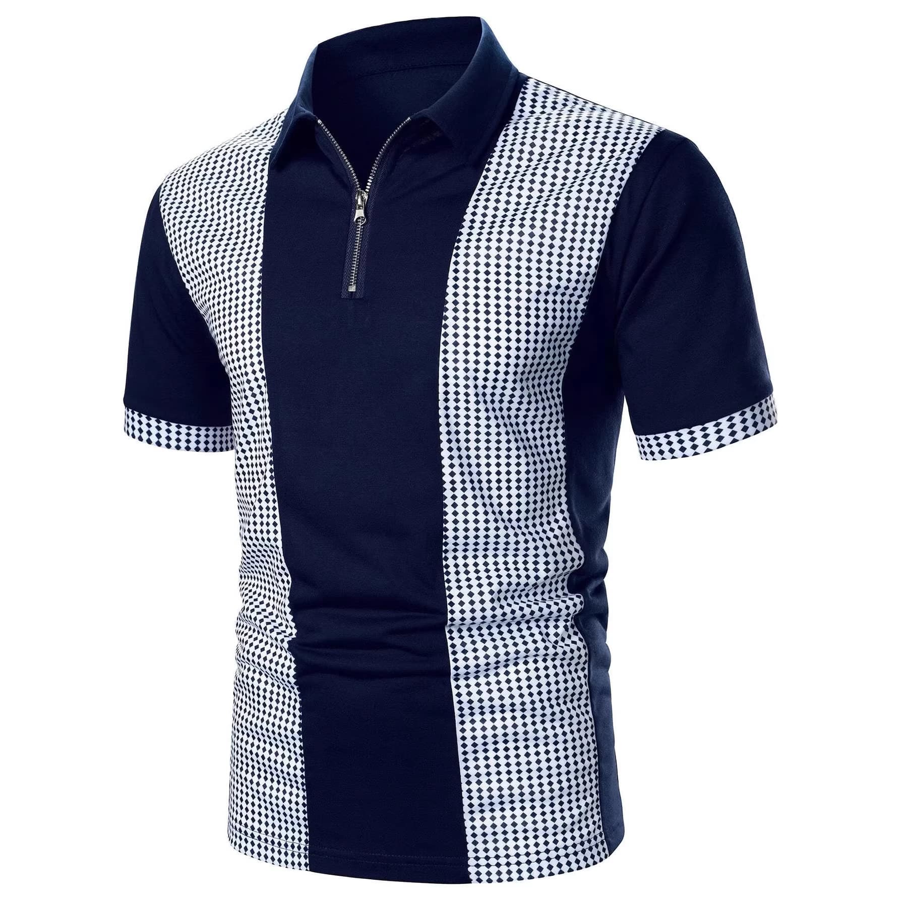 Amazon cross-border foreign trade men's Polo shirt 3D digital printing top lapel zipper T-shirt spring and summer short-sleeved men's clothing