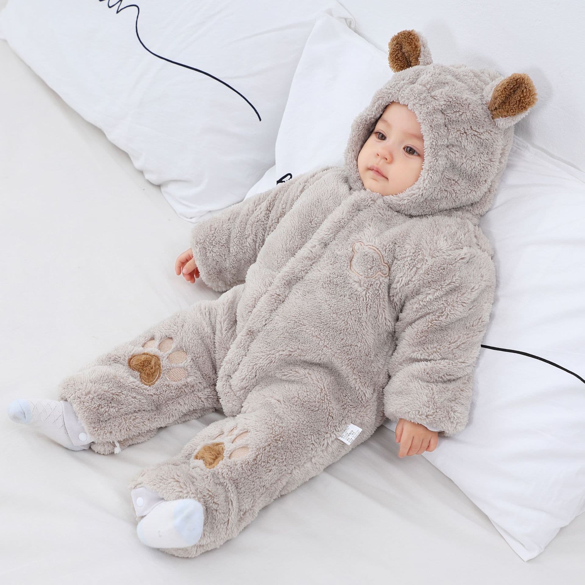 Thickened Warm Baby Romper Newborn Cotton Clothes Fleece Lined All-in-one Suit for Autumn Winter Baby Clothes Infant Clothing