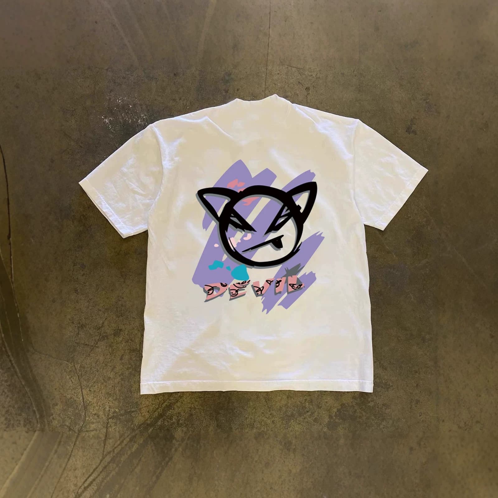 New Printed Heavyweight Pure Cotton Men's T-Shirt Women's Summer American Street Style Little Devil Graffiti Crew Neck Short Sleeve Undershirt
