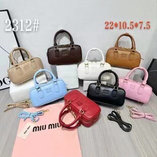 Miu Miu New Small Boston Bowling Pillow Bag, Fashionable Versatile Shoulder Crossbody Small Square Bag Trend