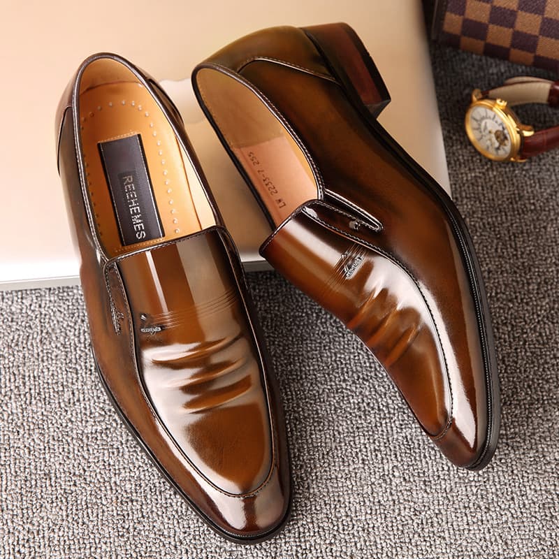 REEHEMES Men's Business Leather Shoes Drop Shipping Cross-Border Trade British Formal Low-Top Office Leather Shoes