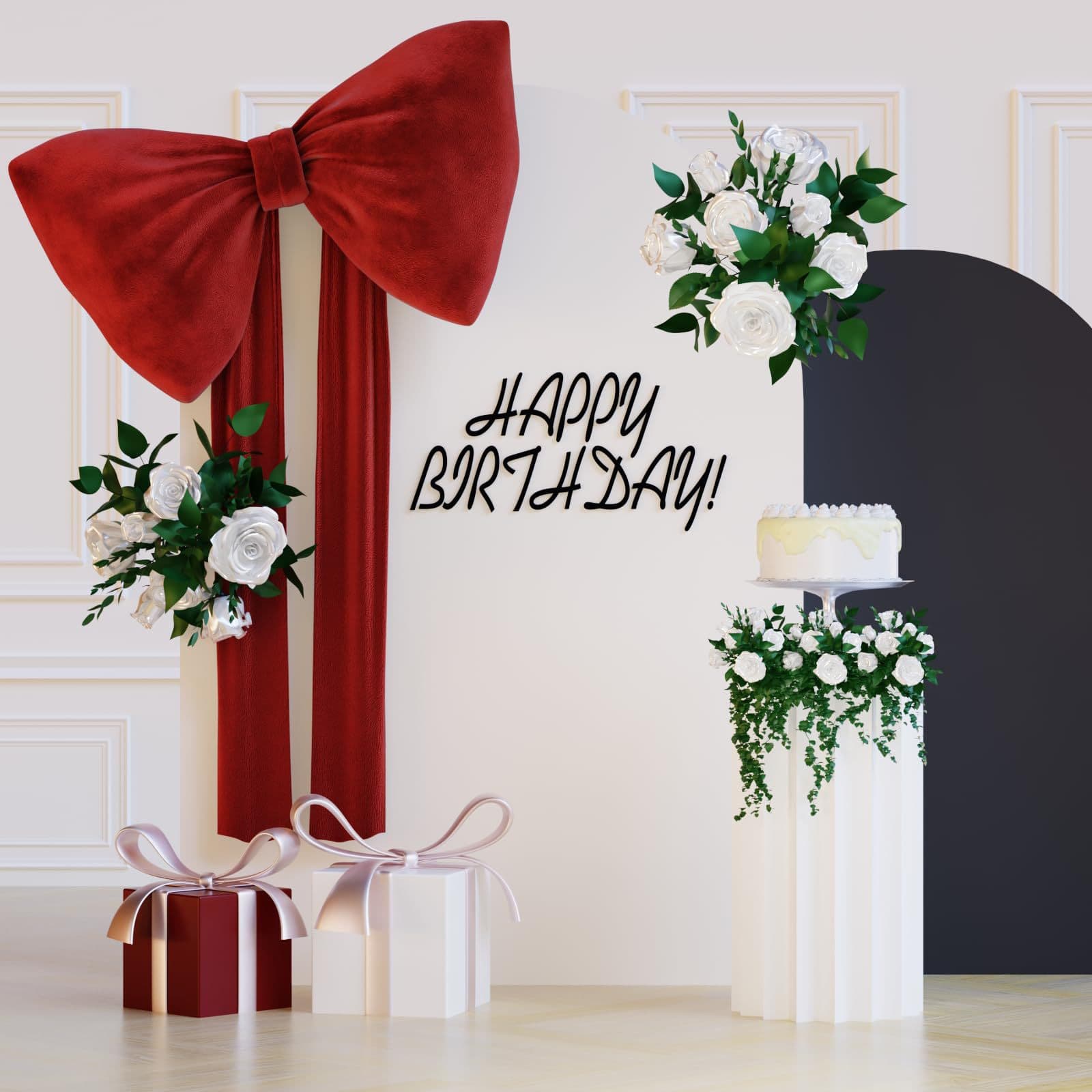 Pair of Pink Bow Girl Creative Birthday Decoration Party Decoration Bow Banner Background Wall Setup