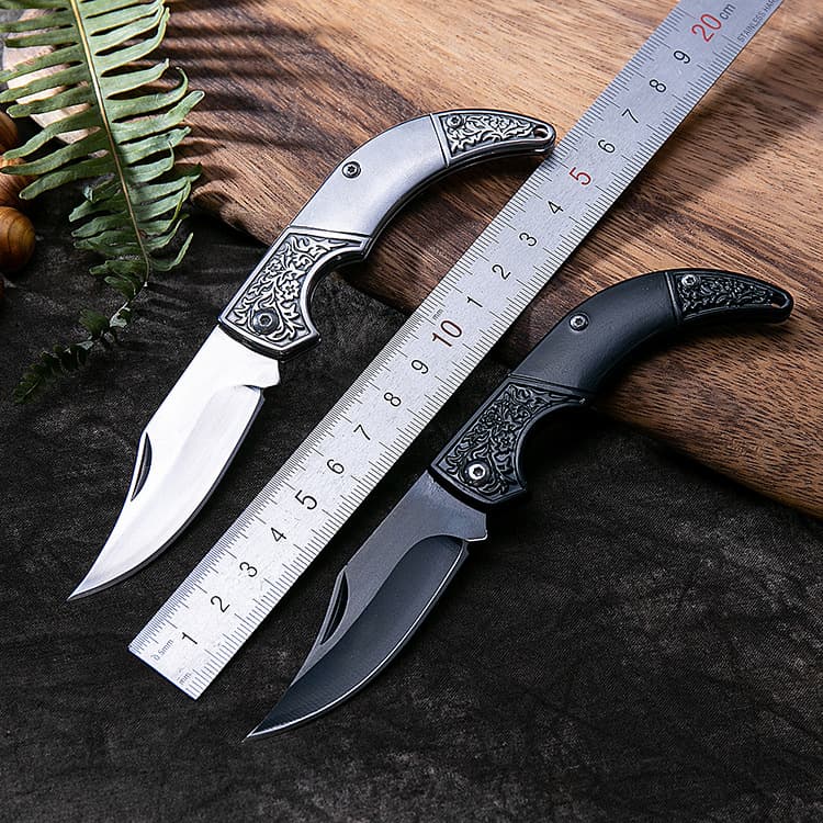 Outdoor Camping Folding Knife, Collectible Knife, Foldable Curved Blade, High Hardness Sharp Folding Fruit Knife