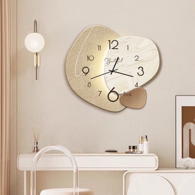Nordic Minimalist Home Decorative Clock, No-Drill Wall Clock, Silent Wall Clock for Living Room, Creative Design