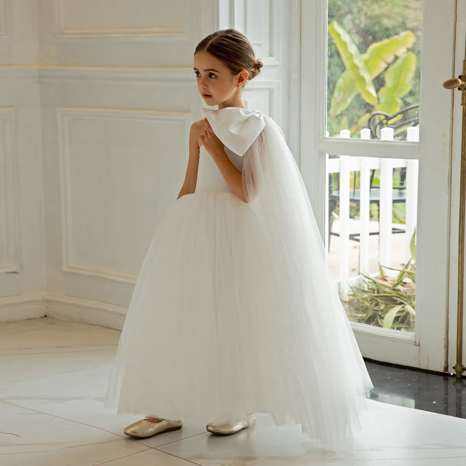 Cross-border Trade Exclusive Long Evening Dress for Girls Flower Girl Wedding Birthday Party Princess Dress Piano Performance