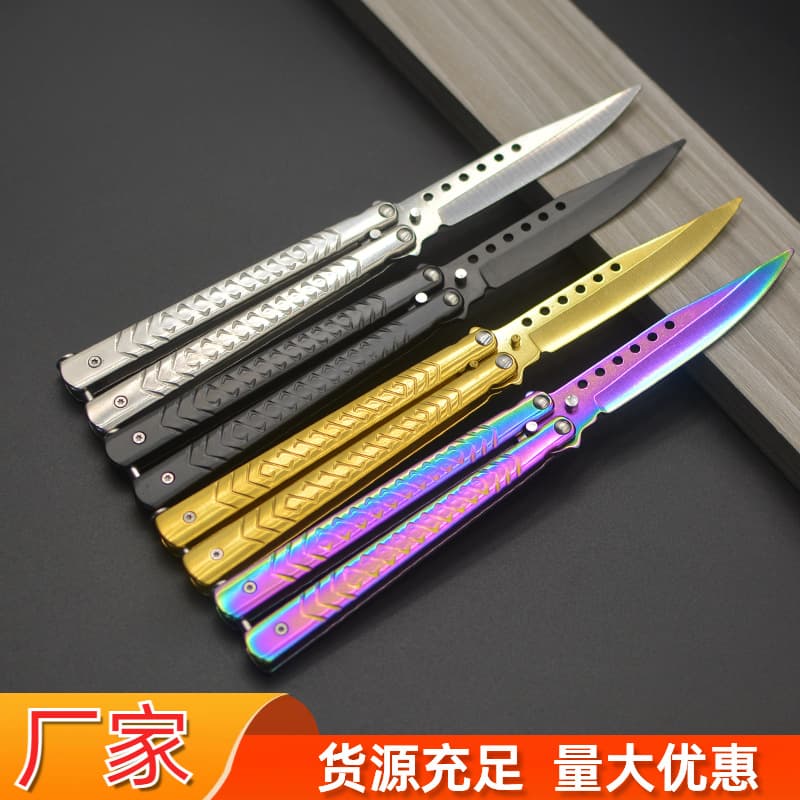 Unsharpened Butterfly Practice Knife Factory Wholesale CSGO Hand Sports Training Butterfly Swinging Knife Game Toy Knife