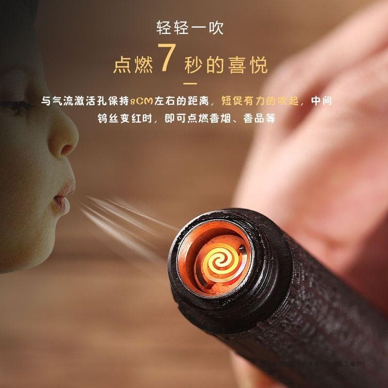 Rechargeable Lighter Ebony Wood Carved Fire Starter Windproof Vintage Unique Creative Gift for Boyfriend Birthday