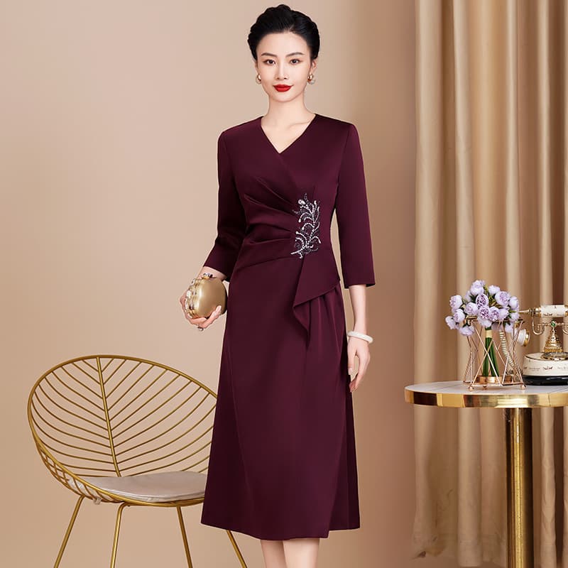 Mother's wedding autumn dress, elegant and stylish, high-end wedding banquet dress for the mother-in-law marrying off her daughter.