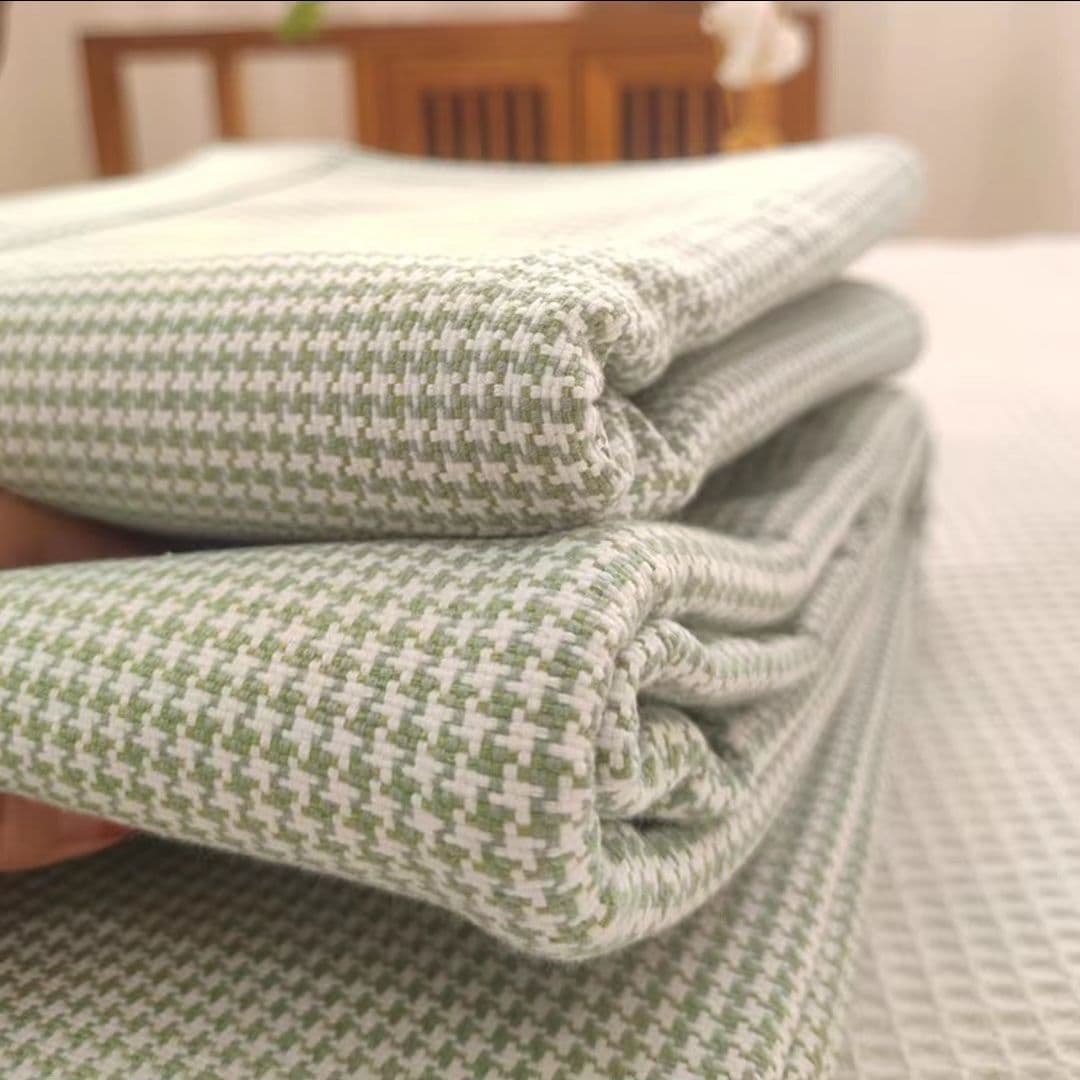 Coarse Cloth Cooling Mat Extra Thick Sheet Single Piece Three-Piece Set, Thickened Reversible for Single or Double Bed, Air-Conditioning Home Use Sheet