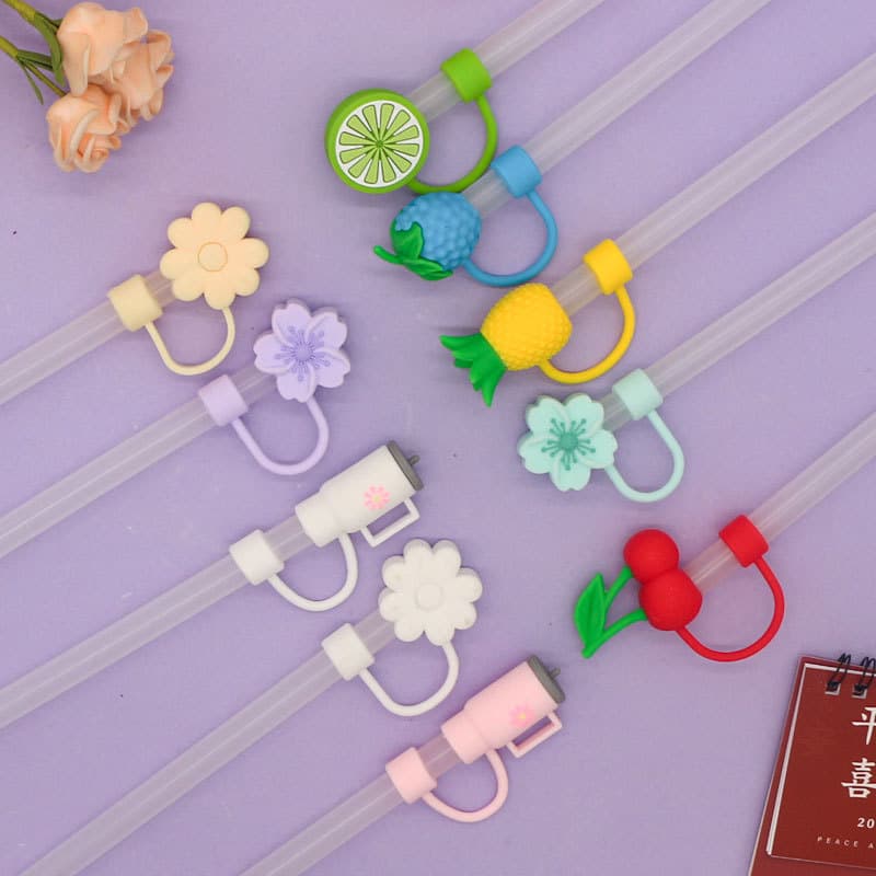 Amazon Hot-Selling 10mm Straw Cap, Food-Grade Silicone Straw Cover, 3D Cartoon Straw Plug, Manufacturer Direct Stock