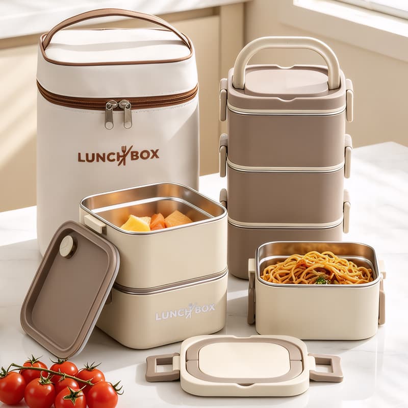 New product 316L stainless steel insulated lunch box multi-layer sealed leak-proof lunch box microwave lunch box for students and office workers