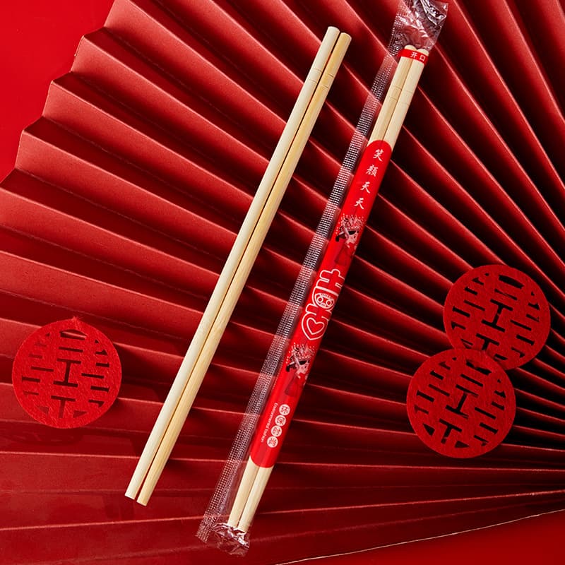 Wedding banquet disposable chopsticks, festive edition twin-connected chopsticks, sanitary utensils for joyous occasions