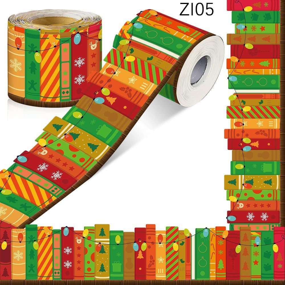 10m/roll Colorful Christmas Book Bulletin Board Border Decoration Classroom Learning Wall Decor Self-Adhesive Sticker