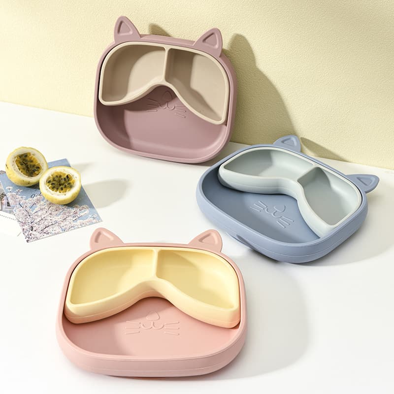 Cross-border baby tableware silicone anti-fall and anti-scald children's dinner plates maternal and infant supplies baby silicone dinner plates wholesale