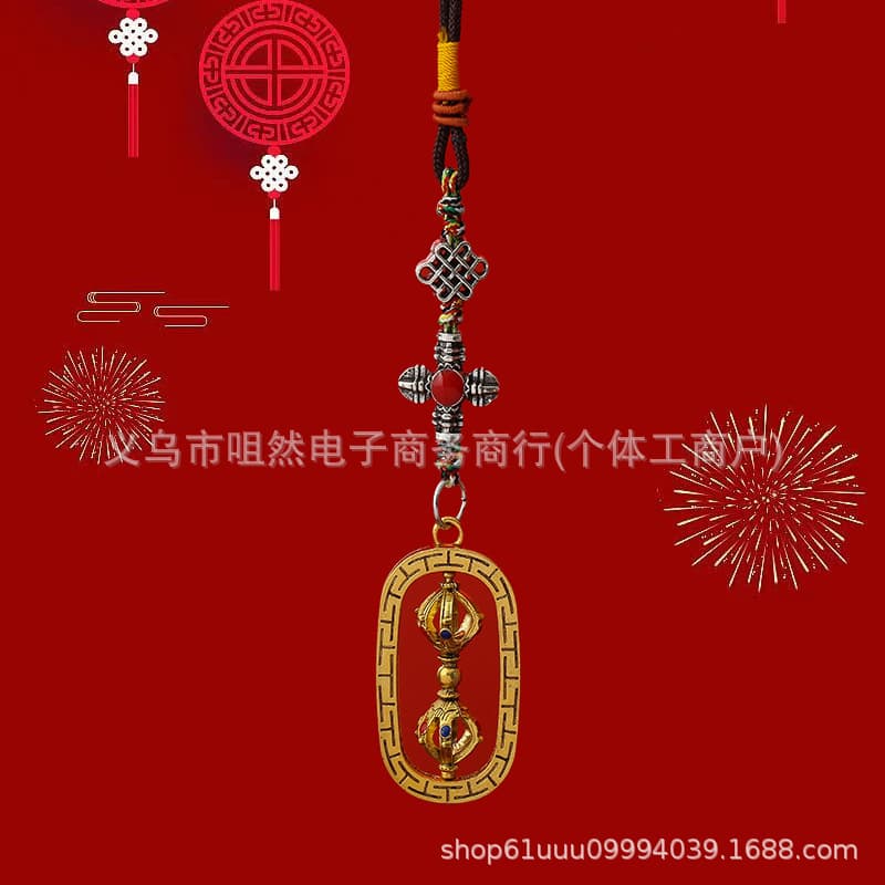 New Tibetan jewelry square frame vajra alloy bag keychain pendant pendant car decoration manufacturer wholesale