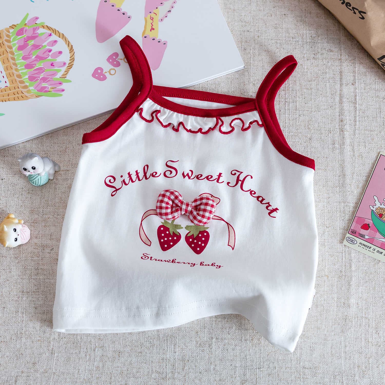 Girls Summer Sweet Printed Camisole Vest 2026 New Baby Cute Sleeveless T-Shirt Children Top
