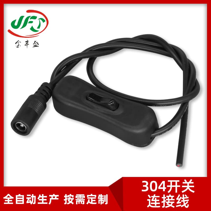 DC5521 Female Connector to 304 Rocker Switch Power Cord, LED Light Connection Cable, 2464-24AWG Wire