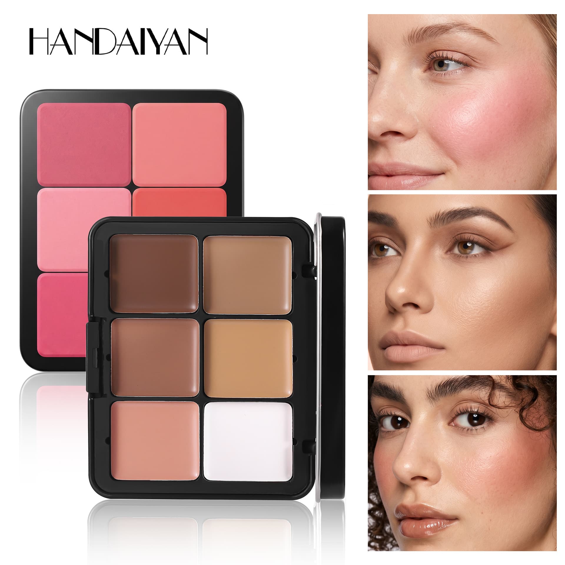 HANDAIYAN cross-border popular 12-color blush palette, matte high-gloss multi-color rouge palette, concealer palette, eye shadow