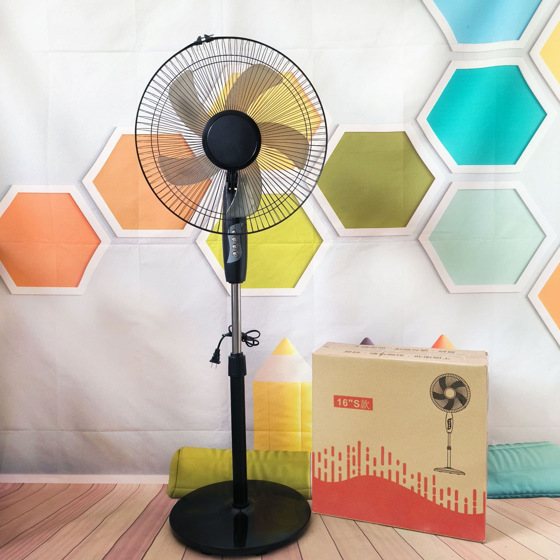 Source Factory Household Floor Fan, 16-inch Quiet Oscillating Fan for Gift and Foreign Trade Wholesale
