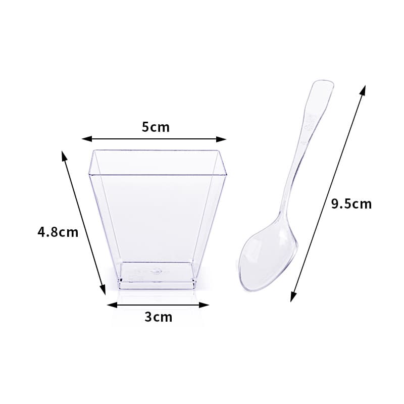 118ml Disposable Mousse Cup Dessert Plastic Transparent Square Pudding Cup Plastic Cup In Stock