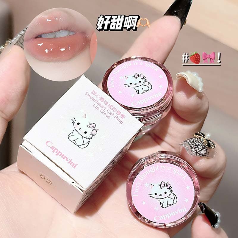 Cappuvini sweetheart cat ring lip gloss student fake makeup water gloss lip glaze domestic affordable lipstick makeup