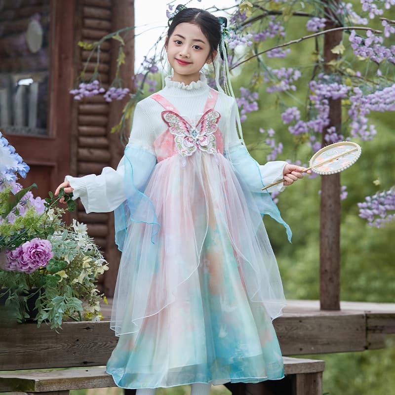 Children's Sweater Ancient Style Dress Girls Spring and Autumn Chinese Style Classic Super Fairy Ru Skirt Hanfu Baby Girl Skirt