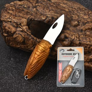 Cicada-Shaped Mini Folding Knife, Portable Pocket Tool, Sharp Camping Knife with Chain Keychain Necklace Knife
