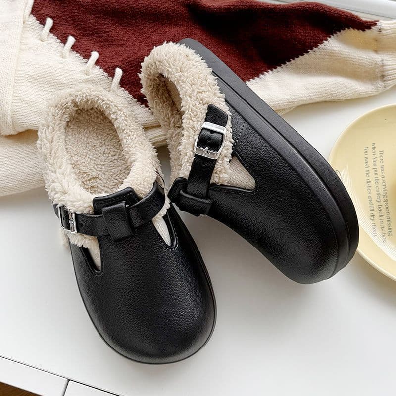 Women's Winter Fleece-Lined Birkenstock Slides, Cloud-Like Comfort, Warm & Waterproof EVA Material, Lightweight Fashion Cotton Slippers