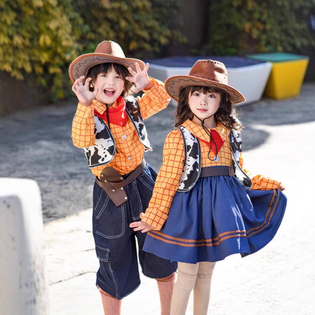 Children's Day Costume Girls Boys Denim Cartoon Woody Toy Story Dress Shorts Set