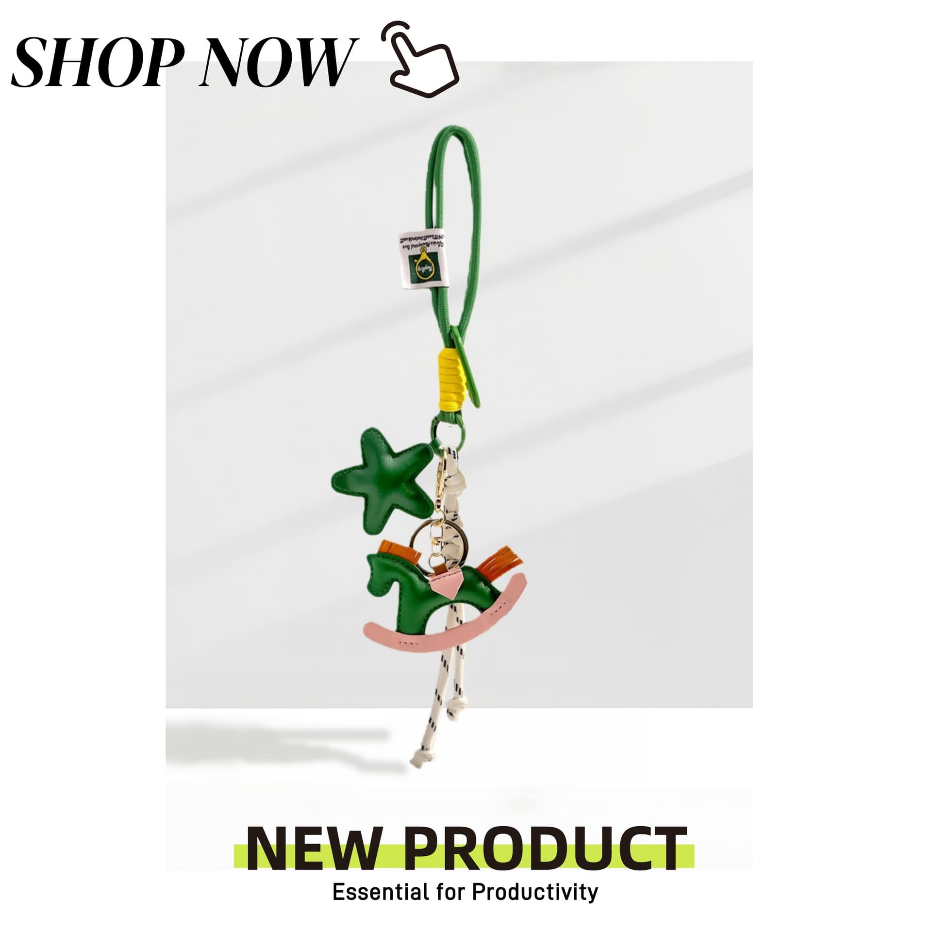 New Year Gift Star Leather Horse Plush Bag Charm Keychain Cartoon Horse Pendant for Year of the Horse