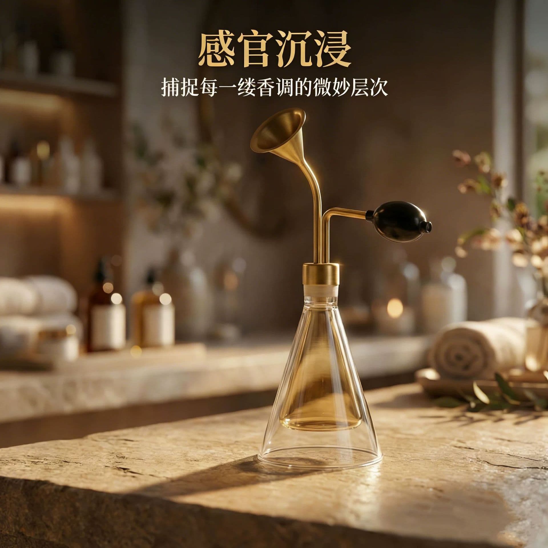 Scent Testing Bottle Coffee Bean Essential Oil Aroma Vessel Spa Brass Glass Aroma Device Coffee Bean Tea Scent Testing