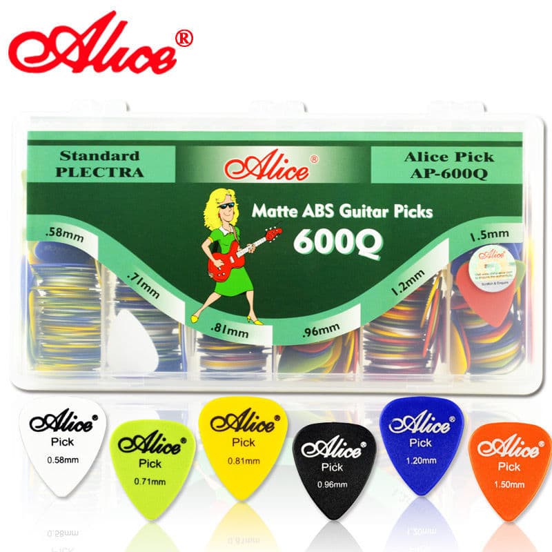 Promotion Alice Brand Guitar Picks AP-600Q Frosted Surface 600 Mixed Thickness Pack Heart-shaped
