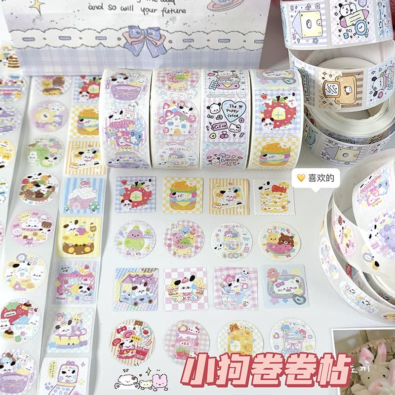 Cartoon Character Roll Stickers Ins Aesthetic Girl Heart Hand Account Decoration Seal Stickers DIY Stickers