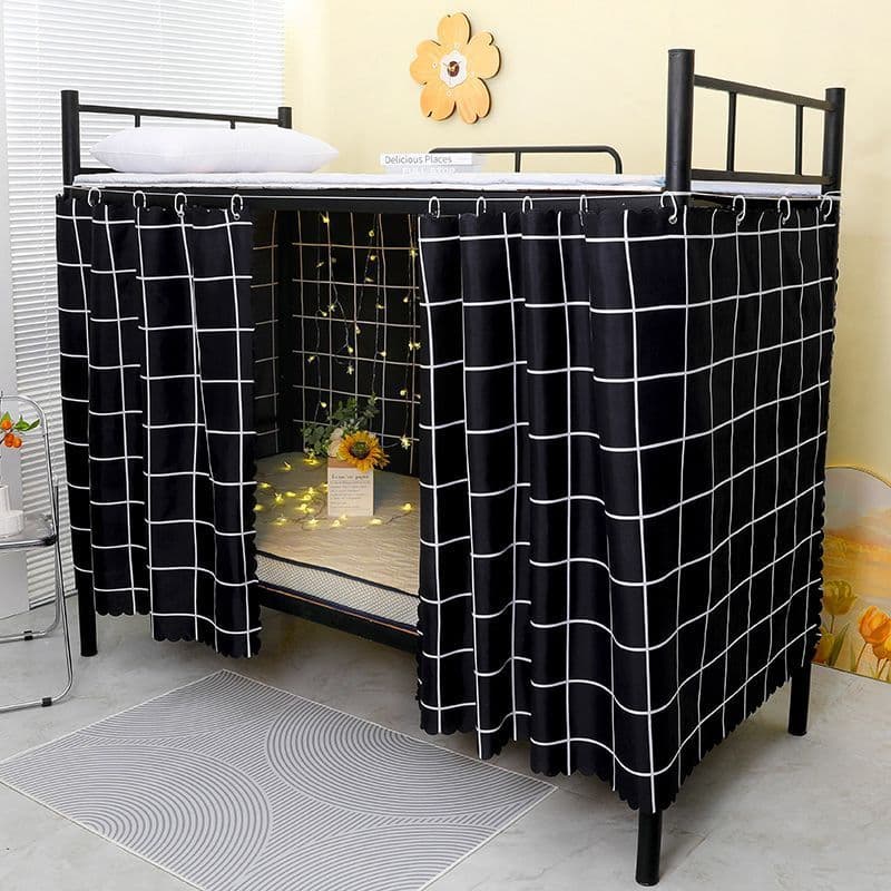 Simple Dormitory Bed Curtain Blackout Curtain Bunk Bed Canopy Curtain for Female Students Dormitory Window Curtain Cloth Curtain Enclosure Curtain