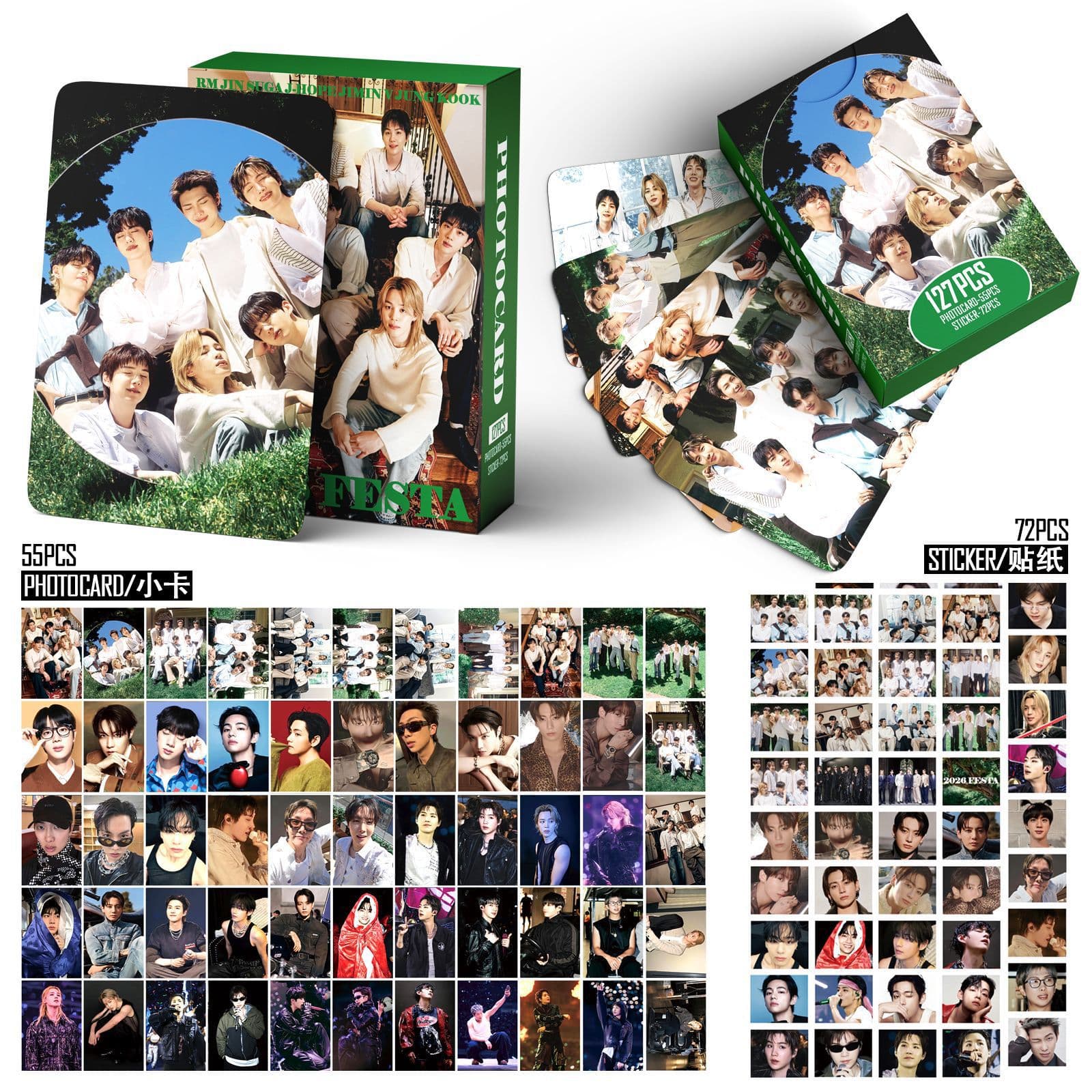 127 Fat Bullet Cards in Stock B Group 2026 FESTA Photo Card Stickers 13th Anniversary Card Kim Tae Hyung Jung Jung