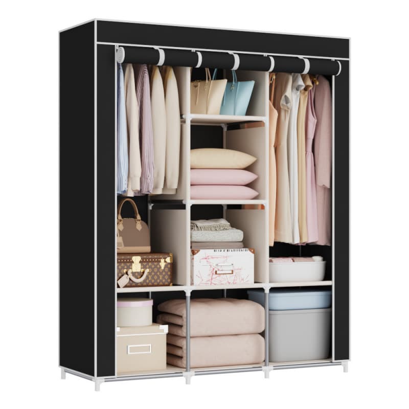 Reinforced Simple Fabric Wardrobe Dustproof Storage Closet Steel Frame Assembly