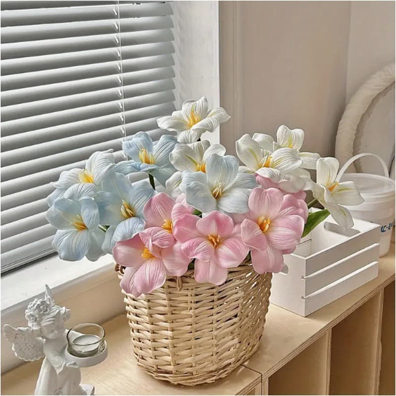 PU Simulation Tulip Open Mouth Brownie Tulip Simulation Flower Wedding Bouquet Fake Flower Tulip Decoration