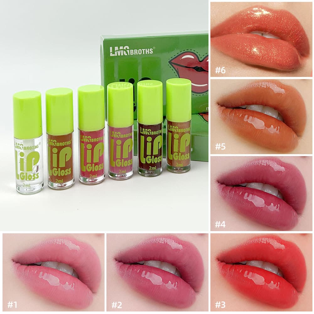 Cross-border ecommerce bestseller 6-piece set water light jelly lip oil lip plumping gloss moisturizing primer lip gloss lip glaze