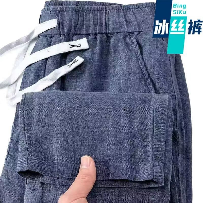 2026 New Fall Thin Linen Casual Pants for Men Straight Loose High-End Business Men's Ice-Feel Breathable Long Pants