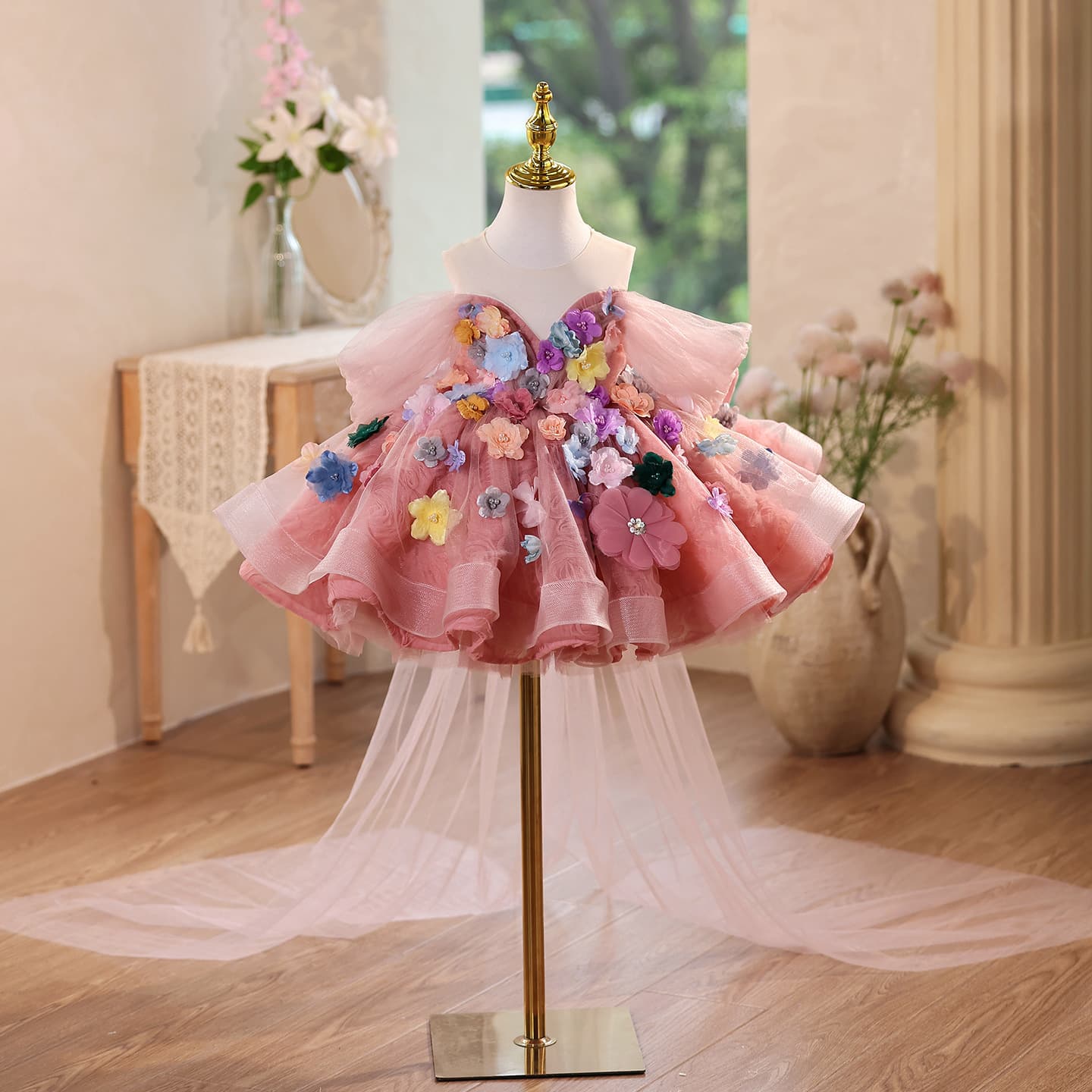 Girls' Dress Forest Fairy French Birthday Princess Dress Children's Catwalk Host Piano Performance Dress