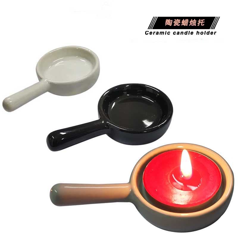 Large supply ceramic candle holder flat bottom with handle candle holder tower incense holder tea holder
