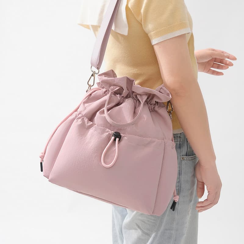 Runhui New Moon Comic Drawstring Hand-to-Hand Single Shoulder Bag, Office Worker Meal Warm, Stylish Commuter Hand-to-Shoulder Bag