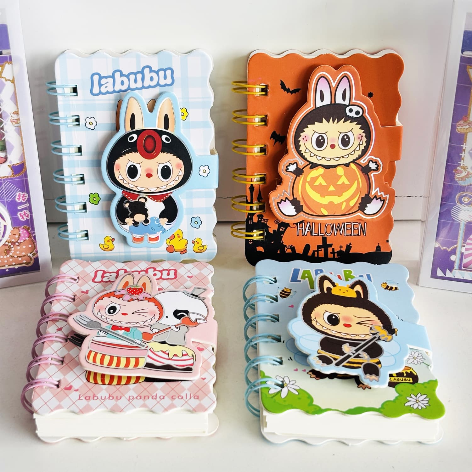 New Labubu DunDun A7 Spiral Notebook High-Aesthetic Student Portable Journal Children's Cute Hook-and-Loop Notepad