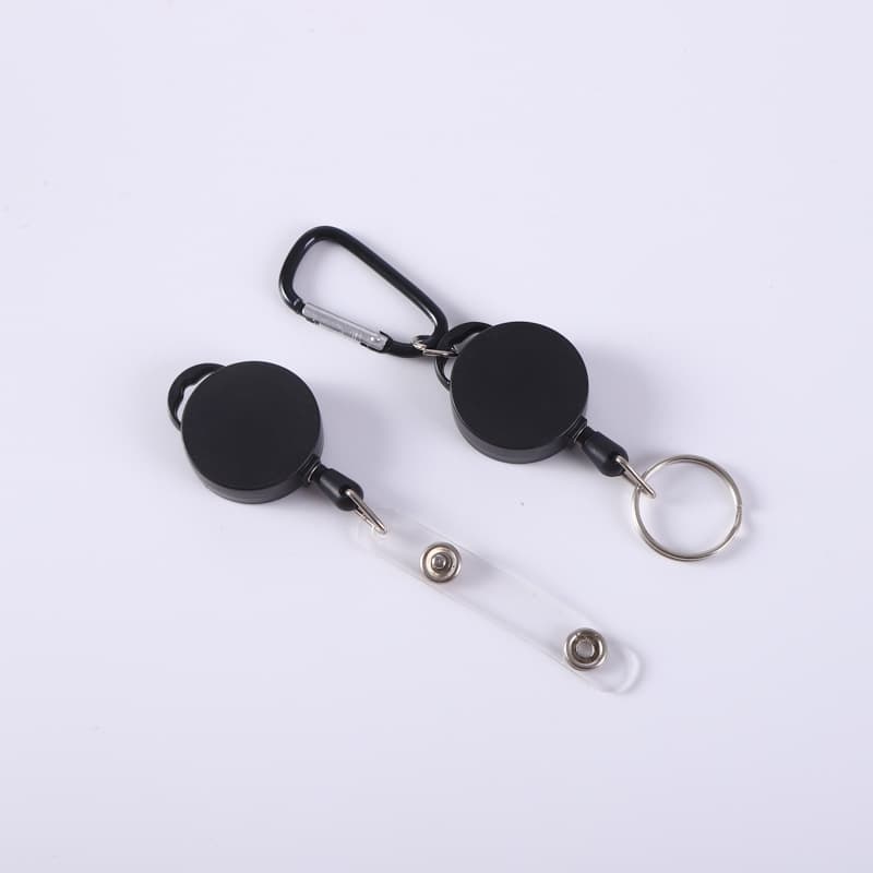 Creative Anti-Theft Retractable Buckle, Fishing Plastic Pull Cord Round Outdoor Carabiner, Frosted Keychain