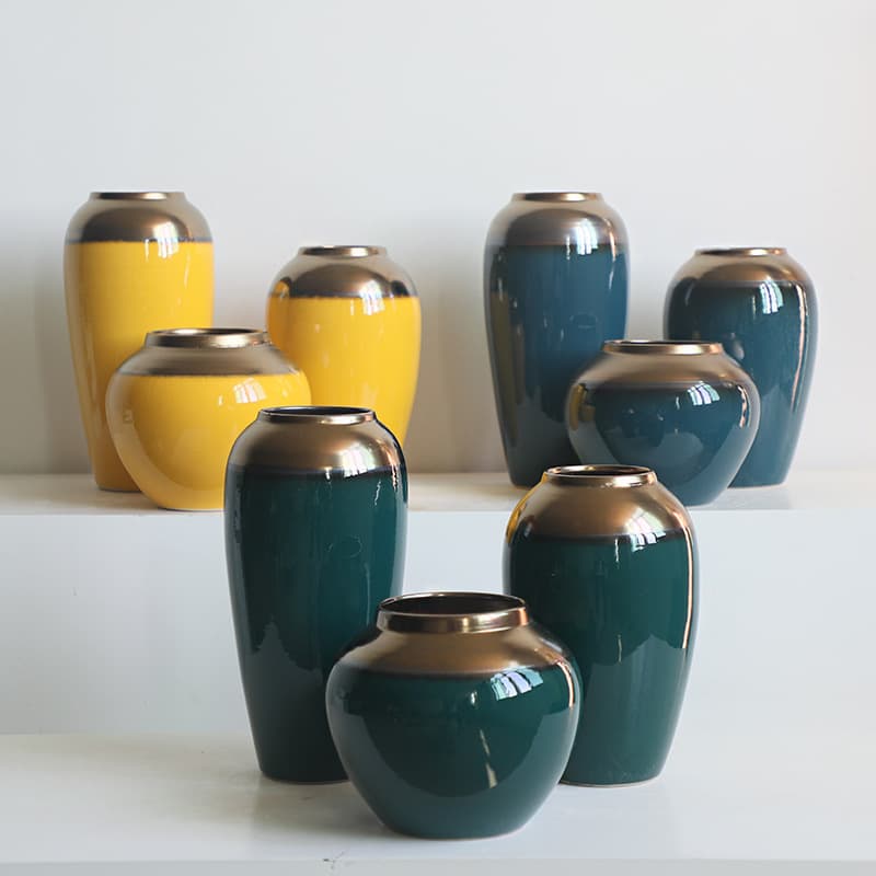 Modern Chinese Ceramic Vase Ornaments Three-Piece Set Simple Flower Pot for Living Room Manufacturer