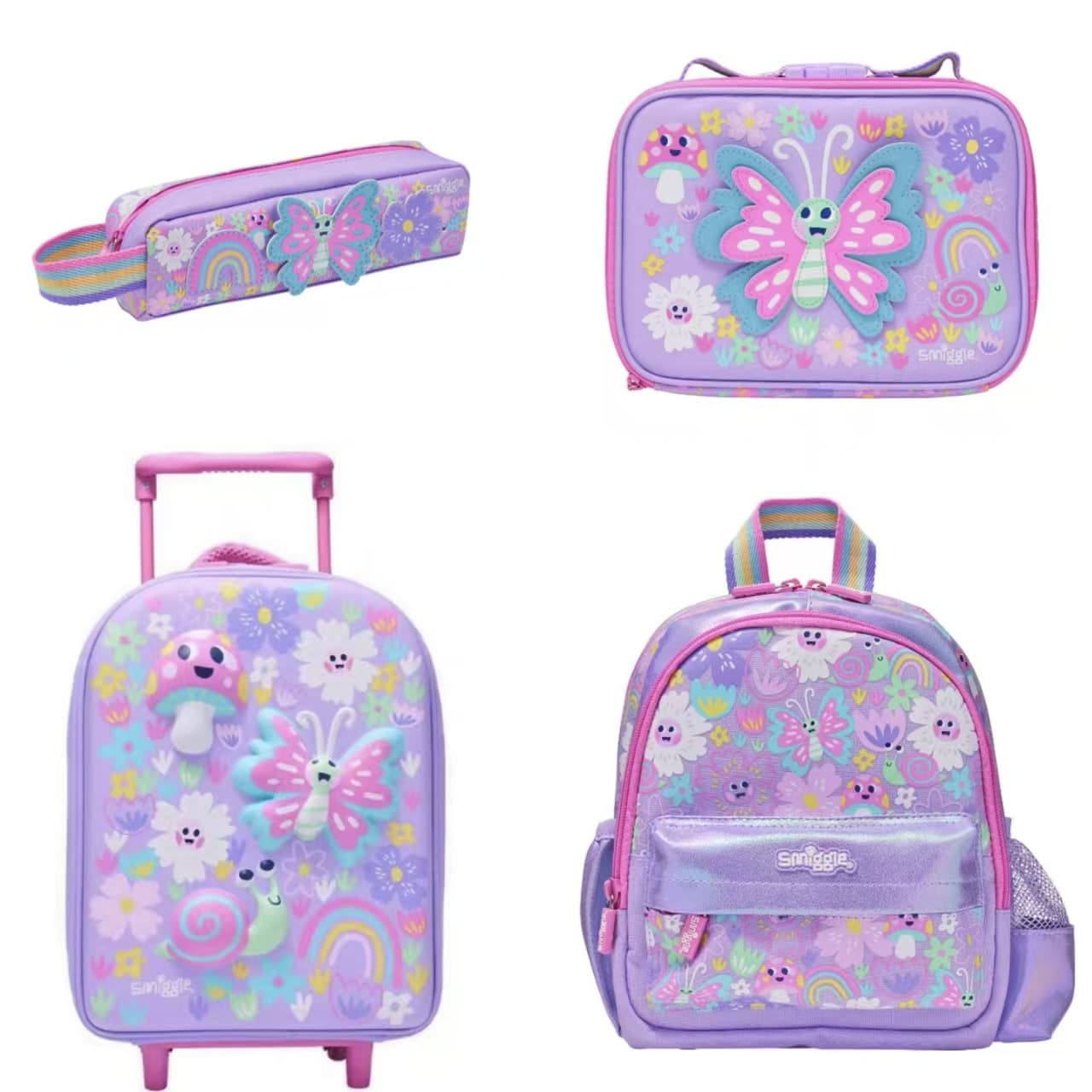 Australian Smiggle School Bag Kindergarten Backpack Children's Cute Casual Bag Purple Small Garden Set Series