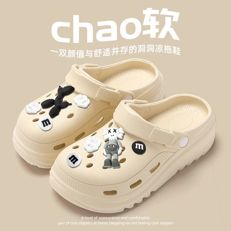Couple's Clog Sandals Thick Sole Women's 2025 New Summer Outdoor Anti-Slip Odor-Resistant Beach Closed-Toe EVA Slippers
