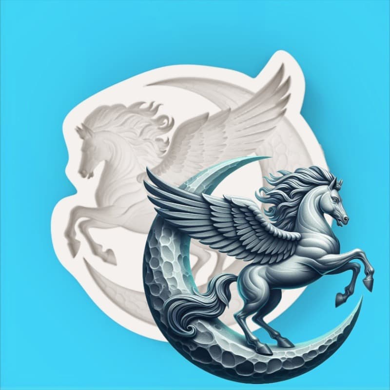 Crescent Pegasus Silicone Mold Dreamy Winged Horse DIY Soap Fondant Chocolate Mold 18496