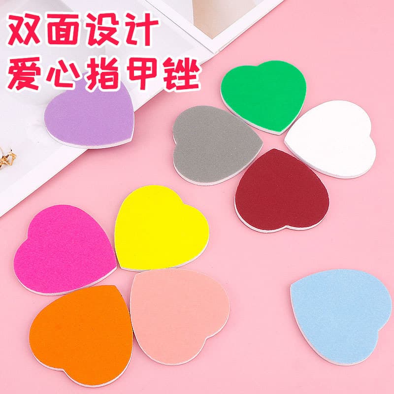Source Factory New Heart-Shaped Nail File Nail Buffer Manicure Double-Sided Sandpaper Nail Tool